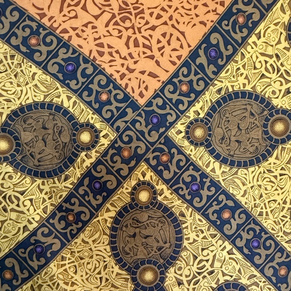 Ellen Tracy Vintage Silk Scarf – Ornate Jewel & Filigree Design – 35" Square - Picture 7 of 8